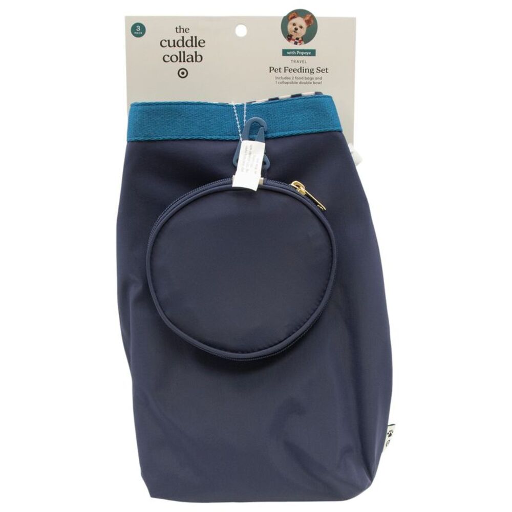 The Cuddle Collab with Popeye Travel Pet Feeding Set 3 Piece, Navy